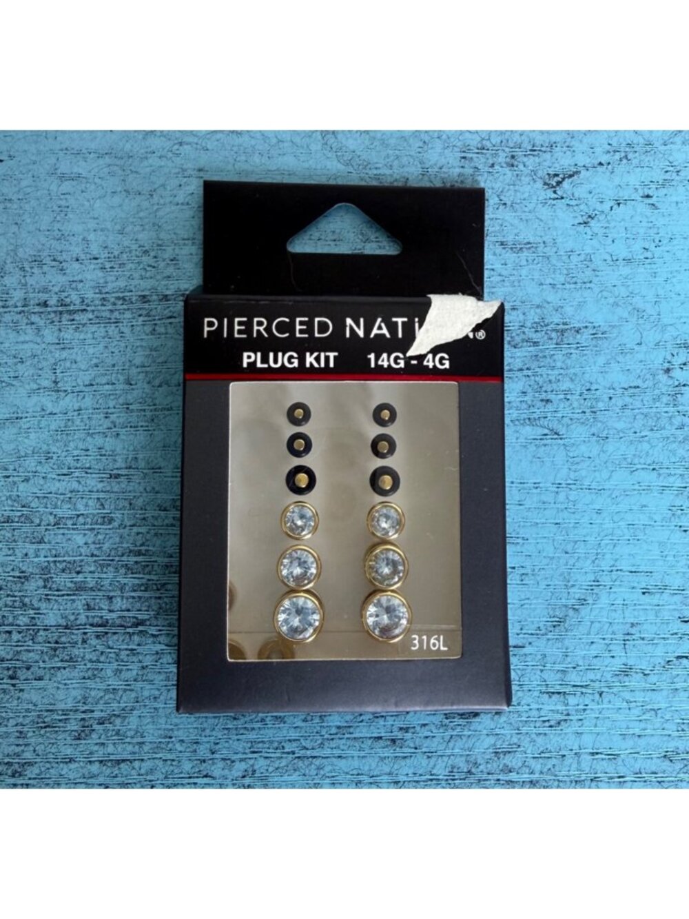 Pierced Nation Plug Kit Gold & Clear CZ 14G-4G 316L Surgical Steel Jewelry